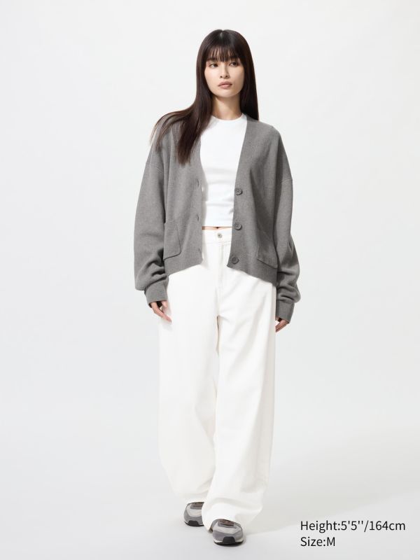 Smooth Cotton V-Neck Cardigan
