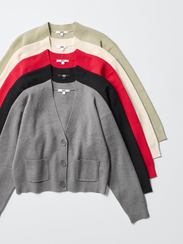 Smooth Cotton V-Neck Cardigan