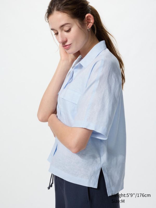 Premium Linen Skipper Boxy Shirt | Short Sleeve