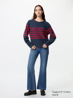 3D Knit Cotton Volume Sleeve Sweater | Striped