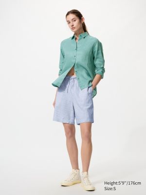 Linen Blend Easy Shorts | Stripe