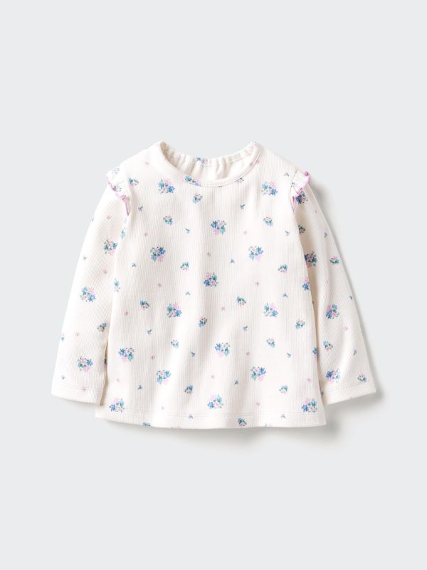 Baby Long Sleeve Crew Neck T-Shirt | Frilled | Printed