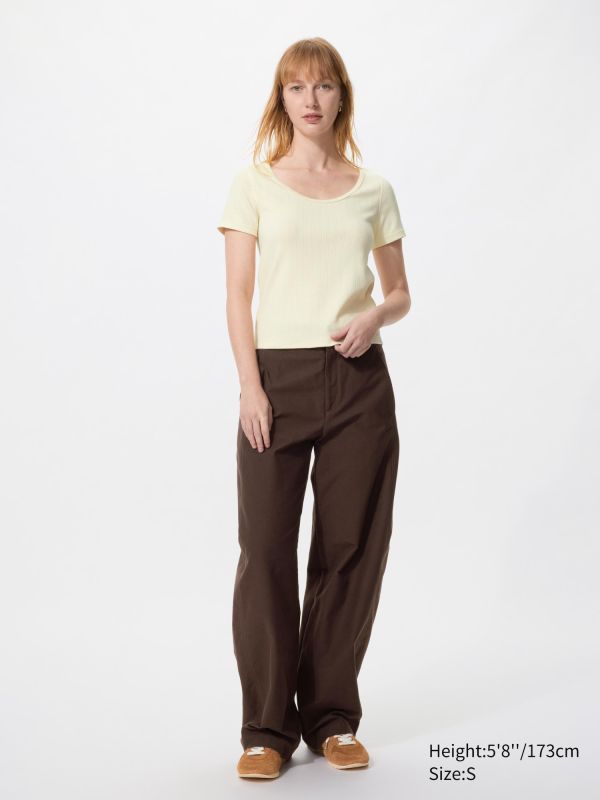 Pointelle Round Neck Mini T-Shirt | Deep Neck