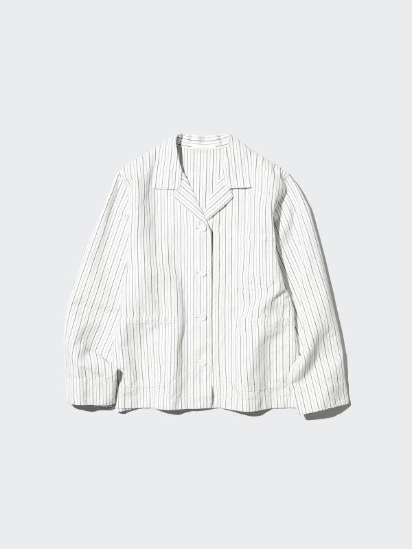 Linen Blend Coverall | Striped