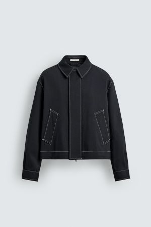 CONTRAST TOPSTITCHING OVERSHIRT