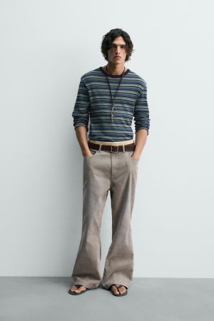 STRIPED RIBBED T-SHIRT