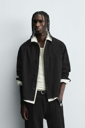 TEXTURED JACQUARD DENIM SHIRT