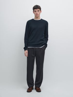 Cotton knit crew neck sweater