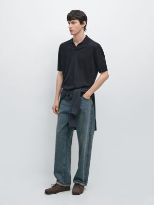 Knit V-neck polo shirt