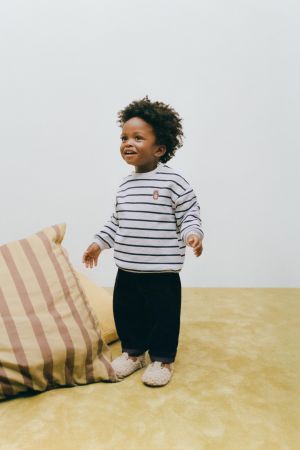 STRIPED SWEATSHIRT WITH EMBROIDERED BEAR