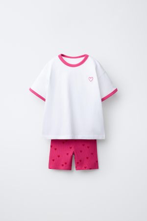 HEART T-SHIRT AND CYCLING SHORTS SET