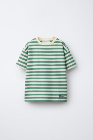 HEAVYWEIGHT STRIPED TEXT T-SHIRT