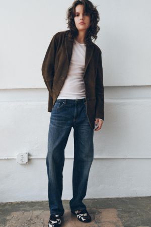 100% SUEDE LEATHER BLAZER ZW COLLECTION LIMITED EDITION