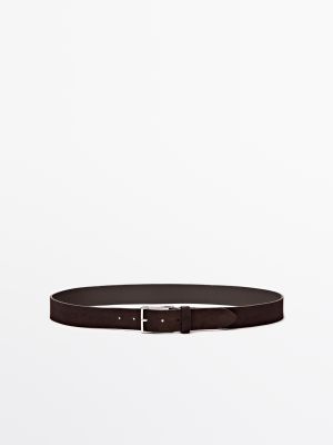 Plush nappa leather belt with nickel buckle