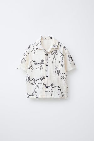 SHIRT WITH RAISED HORSE PRINT TEXTURE