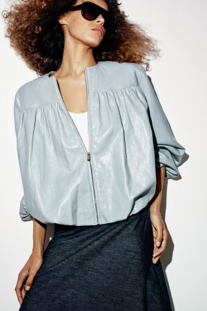 FAUX LEATHER BALLOON JACKET