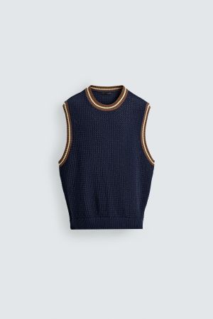 CONTRAST RIB KNIT VEST