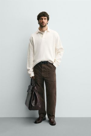 CONTRAST COLLAR WAFFLE TEXTURED POLO SHIRT