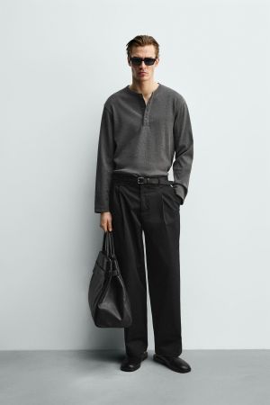 RIB KNIT HENLEY SHIRT