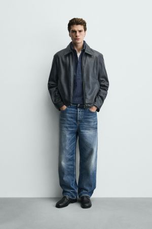 REGULAR FIT FAUX LEATHER JACKET