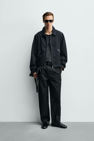 CONTRAST TOPSTITCHING DENIM CHINO PANTS