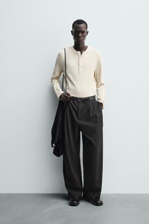 RIB KNIT HENLEY SHIRT