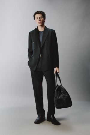 DOUBLE BREASTED WOOL BLEND SUIT JACKET