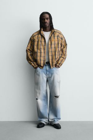 BOXY FIT PLAID TECHNICAL JACKET