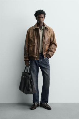 VINTAGE EFFECT LEATHER JACKET