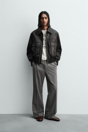 CROPPED FIT LEATHER JACKET