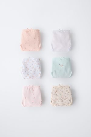 1 1/2-6 YEARS / SIX-PACK OF FLORAL UNDERWEAR