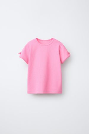 BOW RIBBED T-SHIRT