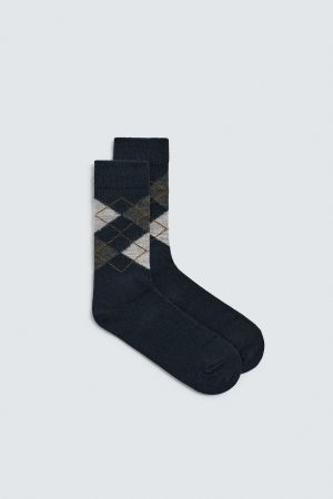 ARGYLE WOOL BLEND SOCKS