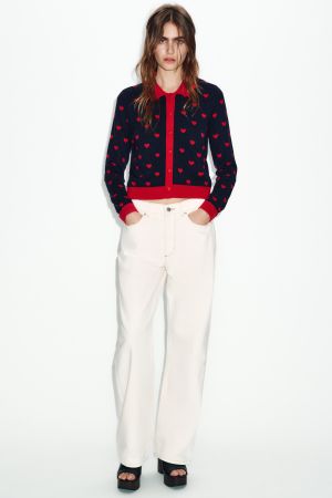 HEART JACQUARD CARDIGAN