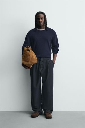 RELAXED FIT PINSTRIPE PANTS