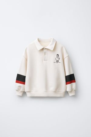 EMBROIDERED DUCK POLO SWEATSHIRT
