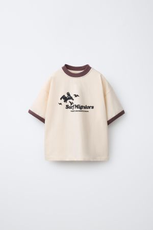 CONTRASTING TEXT PRINT T-SHIRT