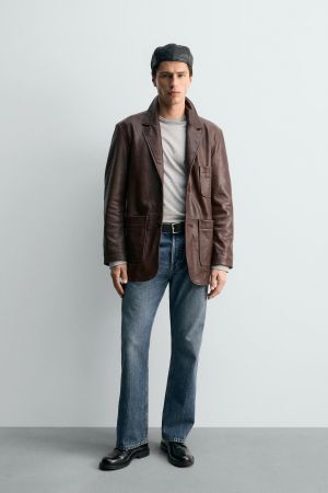 RELAXED FIT NAPPA LEATHER BLAZER