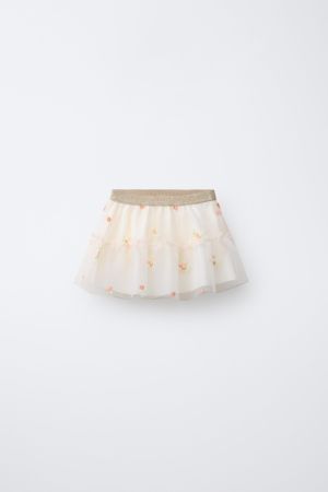 EMBROIDERED TULLE FLORAL SKIRT