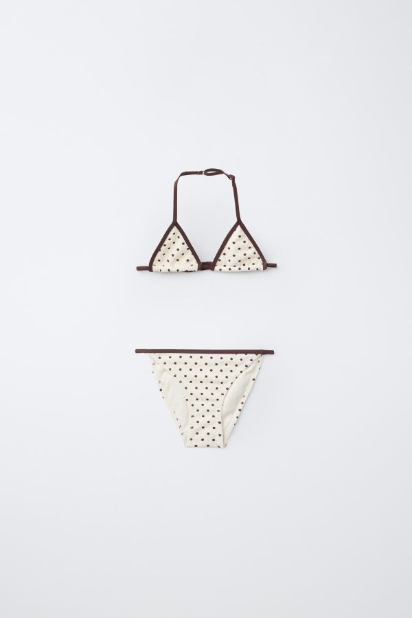 6-14 YEARS/ TRIANGLE POLKA DOT TEXTURED BIKINI