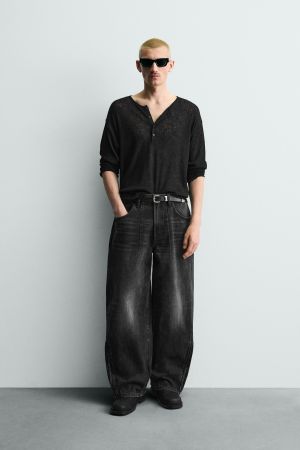 ZIPPERED BALLOON FIT JEANS