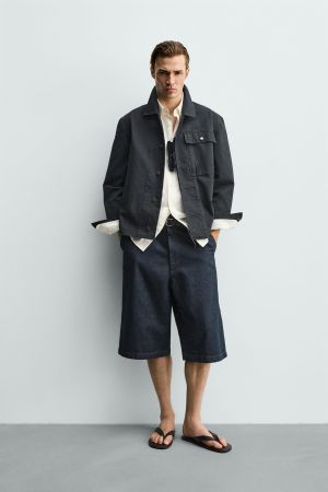 RELAXED FIT DENIM JORTS