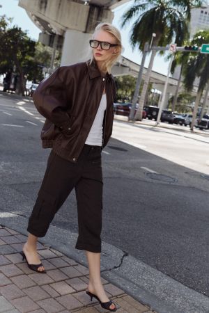 FAUX LEATHER BOMBER JACKET