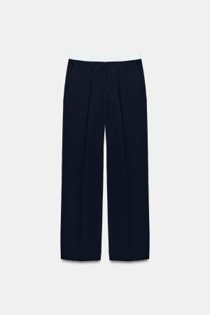 STRAIGHT-LEG PANTS WITH CONTRAST WAIST