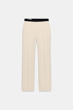 CONTRAST-WAIST STRAIGHT PANTS SET