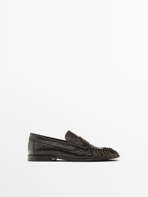 Embossed leather loafers