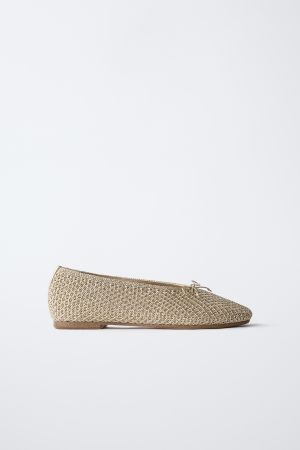 METALLIC CROCHET BALLET FLATS