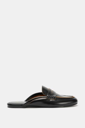 LEATHER SLINGBACK LOAFERS