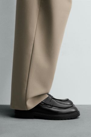 TRACK SOLE PENNY LOAFERS