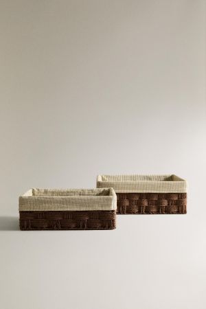 RECTANGULAR FABRIC-LINED BASKET